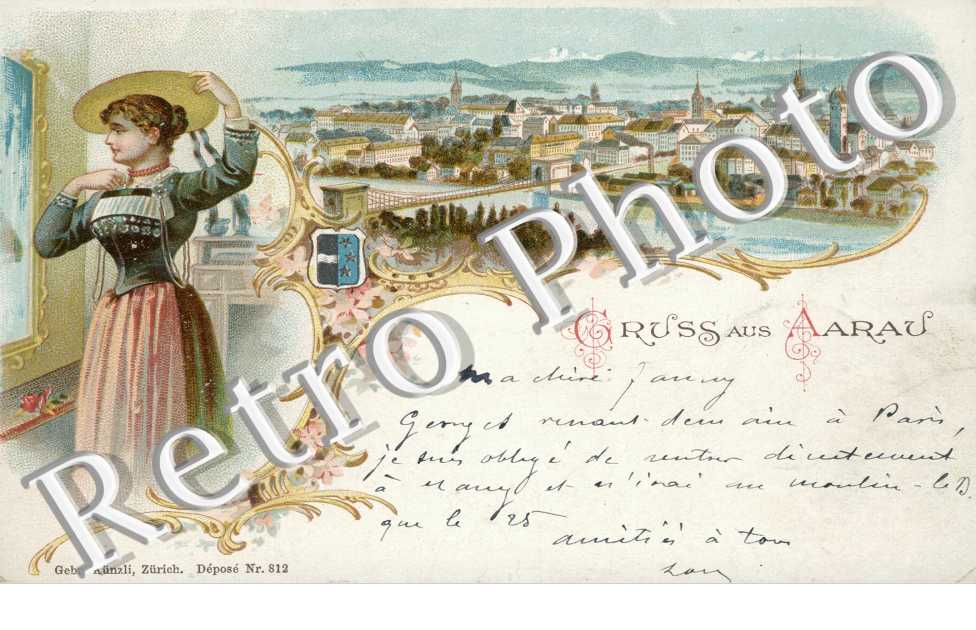 Vue d'Ensemble d'AArau et une femme portant un chapeau