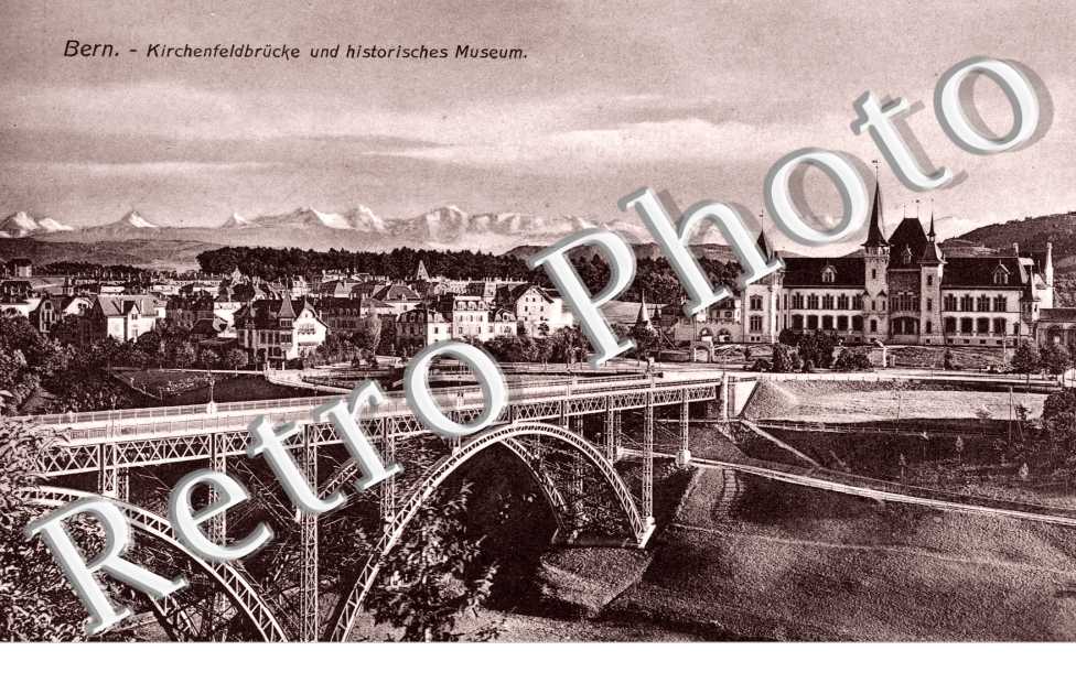 Kirchenfeldbrucke und historisches Museum. Pont de Kirchenfeld et musee d'histoire