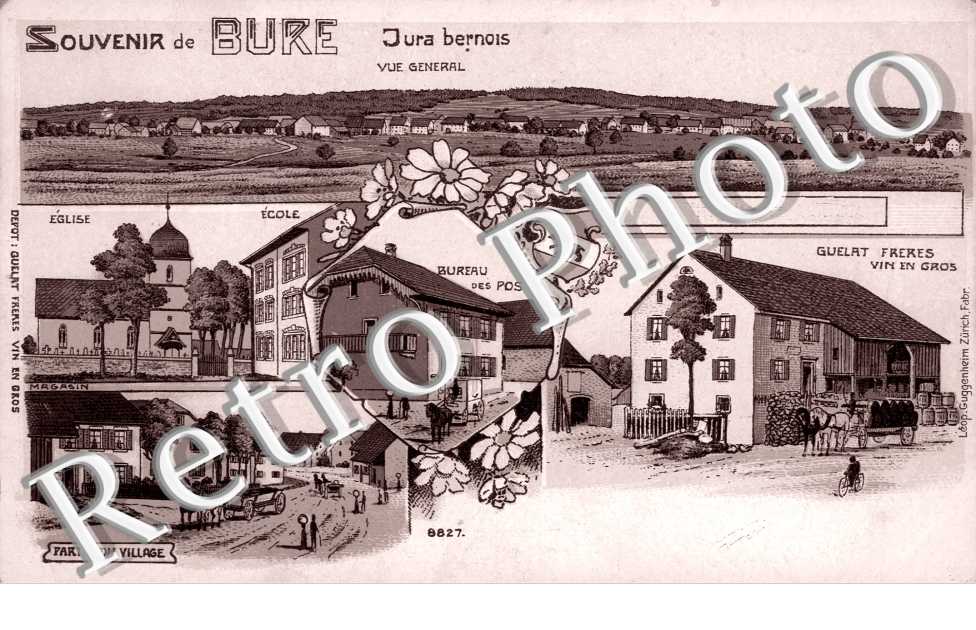 Eglise Ecole Bureau des Post Guelat Freres vin en gros Vue generale