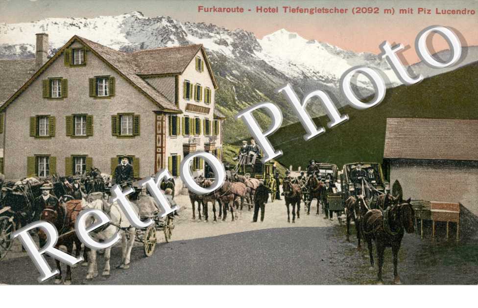 Furkaroute, Hotel Tiefengletscher mit Piz Lucendro