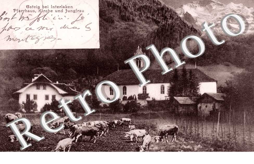bei Interlaken Pfarrhaus Kirche und Jungfrau