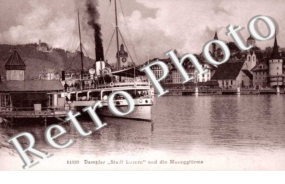 Dampfer Stadt Luzern und die Museggturme. Steamer boat