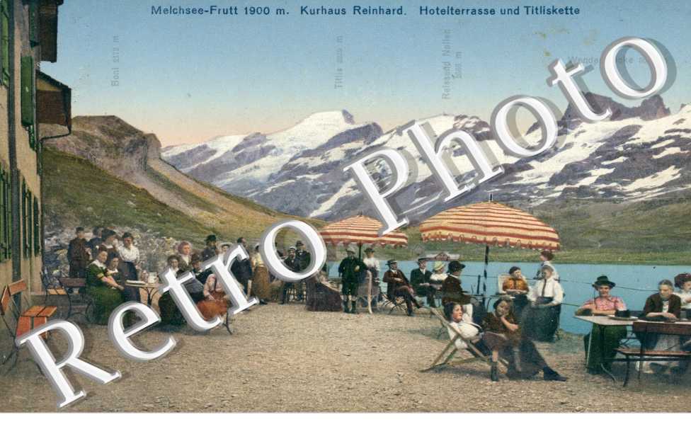 Melchsee-Frutt, Kurhaus Reinhard, Hotelterrasse und Tiliskette