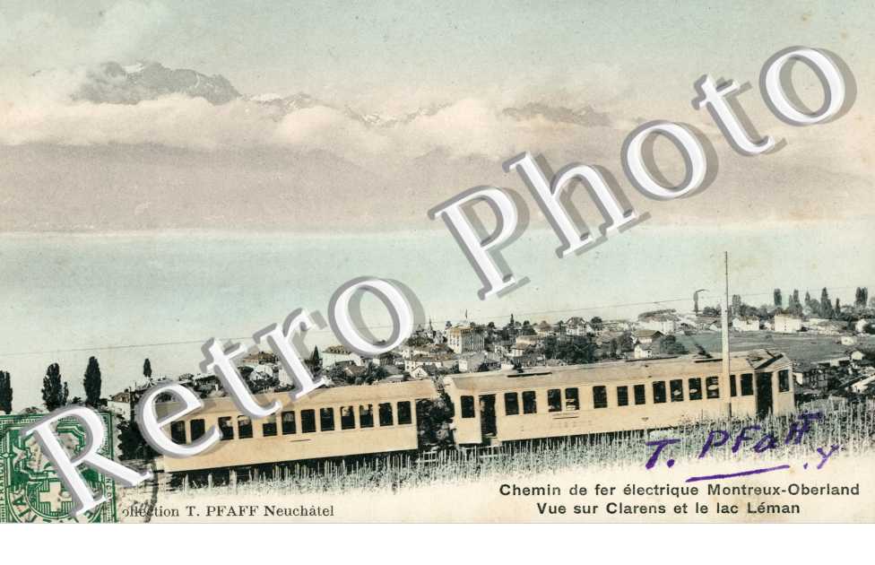 Chemin de Fer electrique Montreux-Oberland, Vue sur Clarens et le Lac Leman
