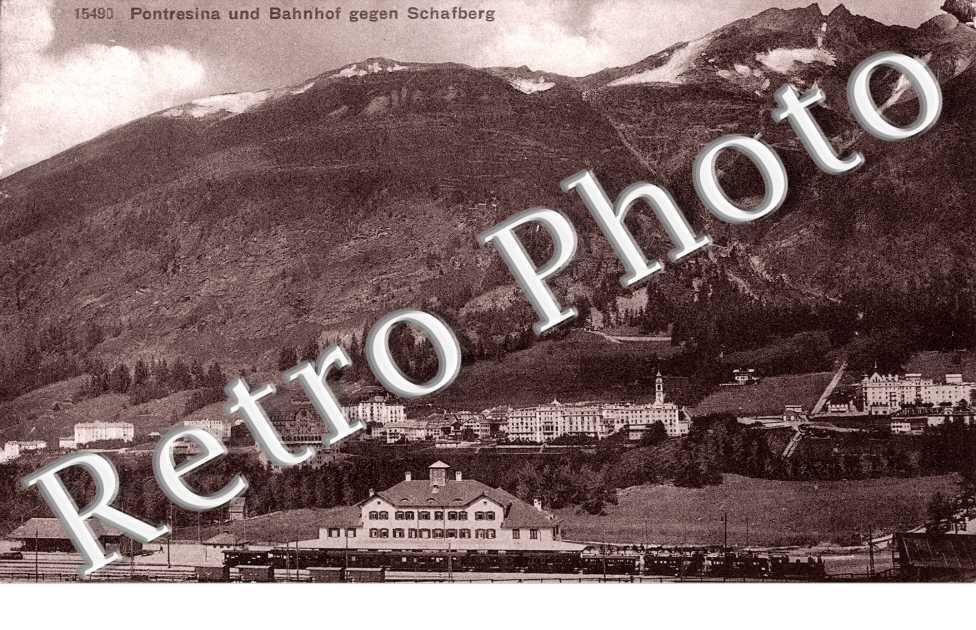 Pontresina und Bahnhof gegen Schafberg