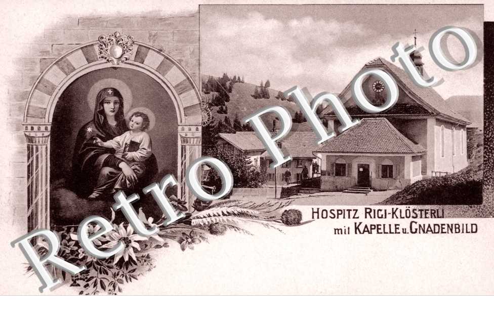Hospitz Rigi Klosterli mit Kapelle . Hospice Rigi Klosterli avec chapelle et image miraculeuse