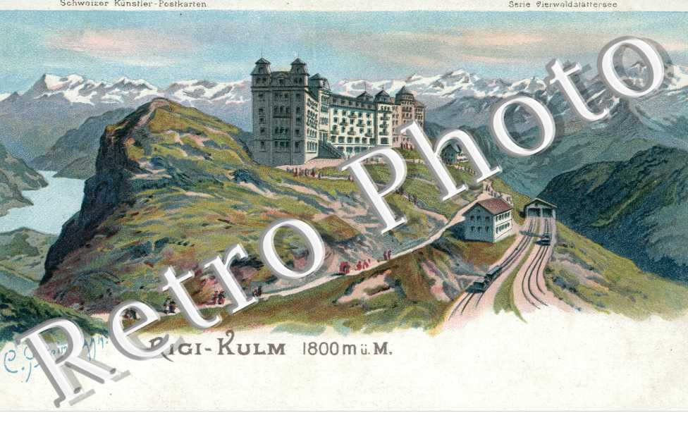 Rigi-kulm Gruss vom Rigi, vue generale, chaimain de fer