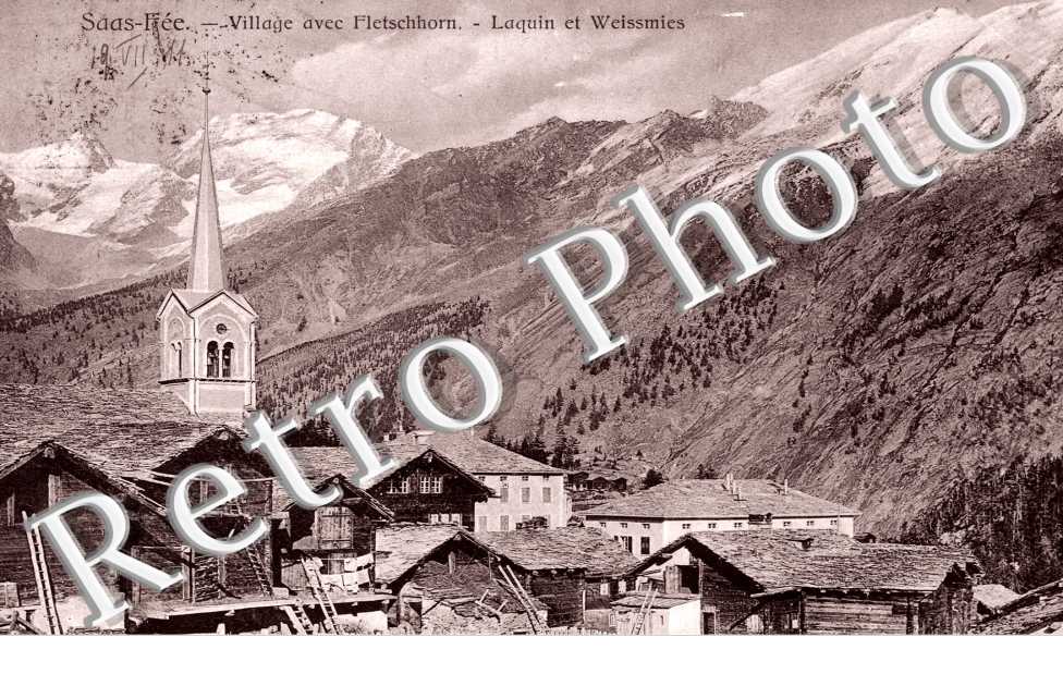 Village avec Fletschhorn - Laquin et Weissmies