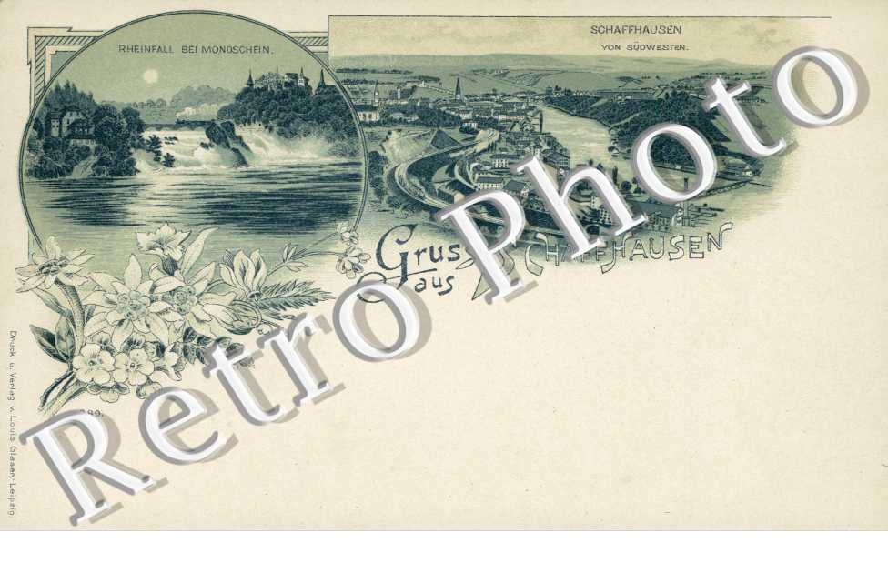 Gruss aus Schaffhausen. Rheinfall, Schaffausen