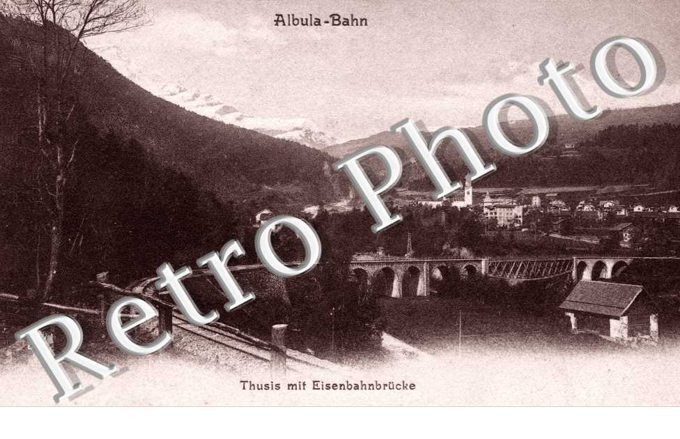 Thusis mit Eisenbahnbrucke - Albula-bahn