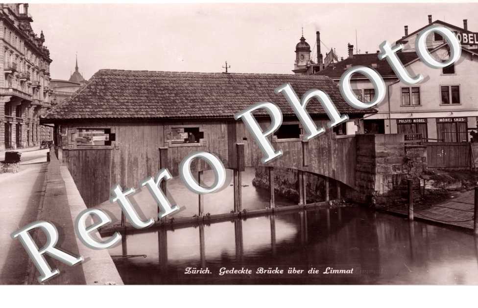 Gedeckte Brucke uber die Limmat. Pont couvert sur la Limmat