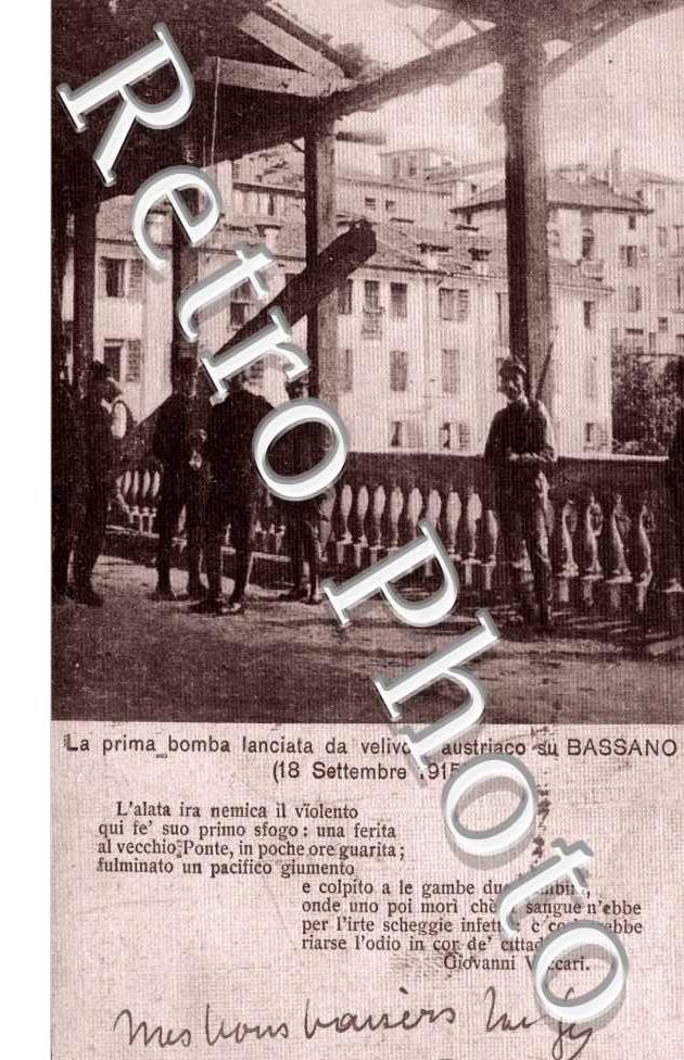 la prima bomba lanciata de velivolo austriaco su Bassano