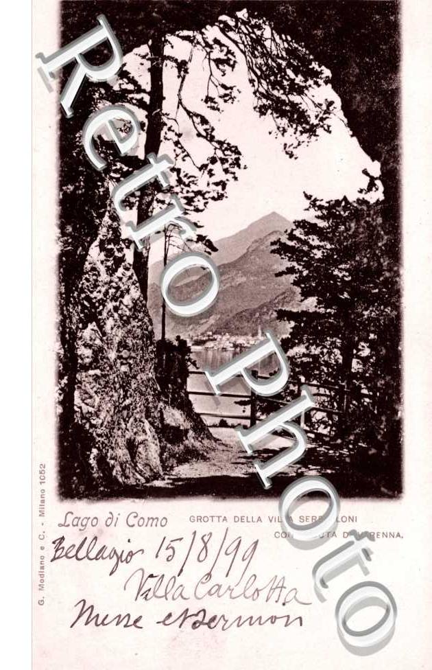 Grotta della Villa Serbelloni con veduta di Varenna