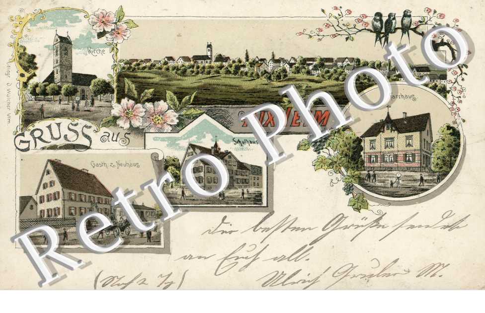 Gruss aus Aldingen, Gasthaus und Neuhaus, Pfarrhaus