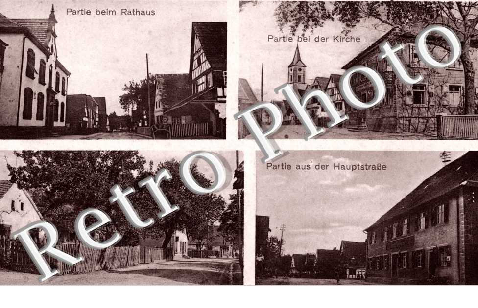 Partie beim Rathaus, der Kirche, der Haupstrasse, Strassenpartie