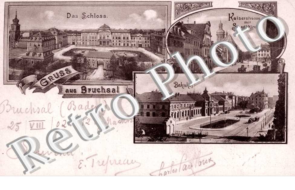 Das Schloss, Kaiserstrass mit Stadtkirche, Bahnhof