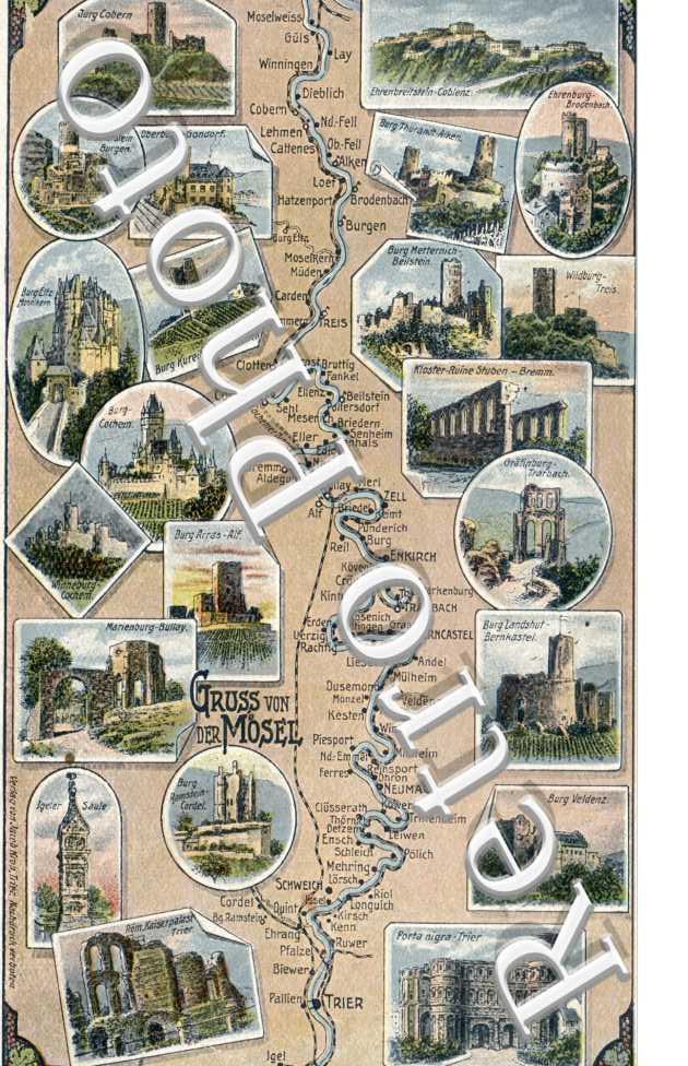 Carte Geographique des Burgs, Gruss von der Mosel