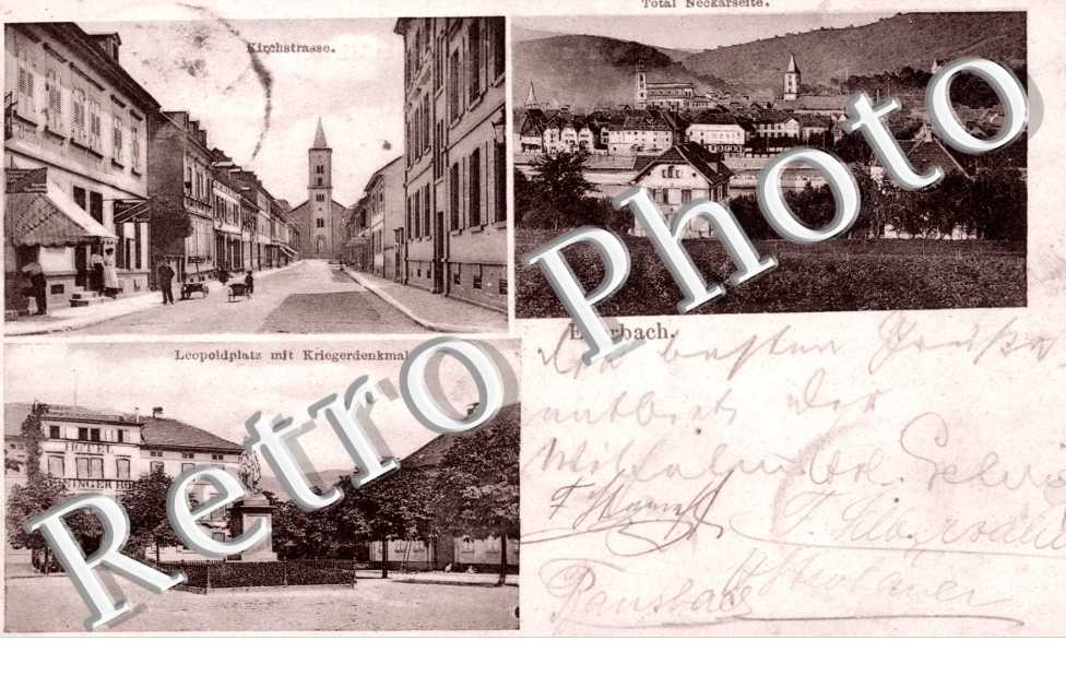 Total Neckarseite, Kirchstrasse, Leopoldplatz mit Kriegendenkmal