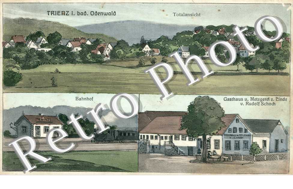 Totalansicht, Gasthaus und Metzgerert zum Linde vom Rudolf Schoch, Bahnhof