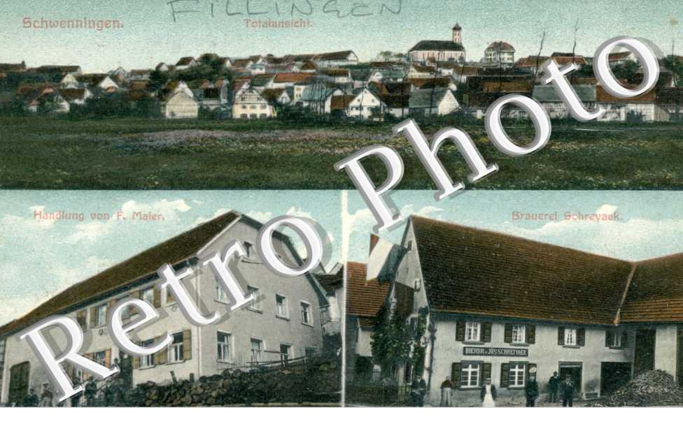 Schwenneingen, Totalansicht, Brauerei Schreyaneck, Handlung von F. Maier