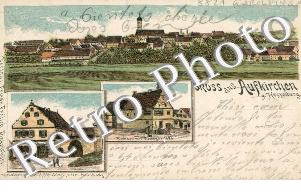 AUFKIRCHEN Rathaus mit Pranger 1888, Handlung August Strohlein vom Amtshaus