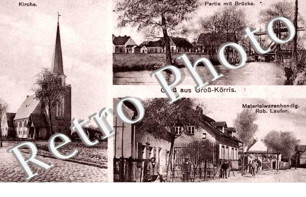 kirche, partie mit brucke, materlalwarenhandlg