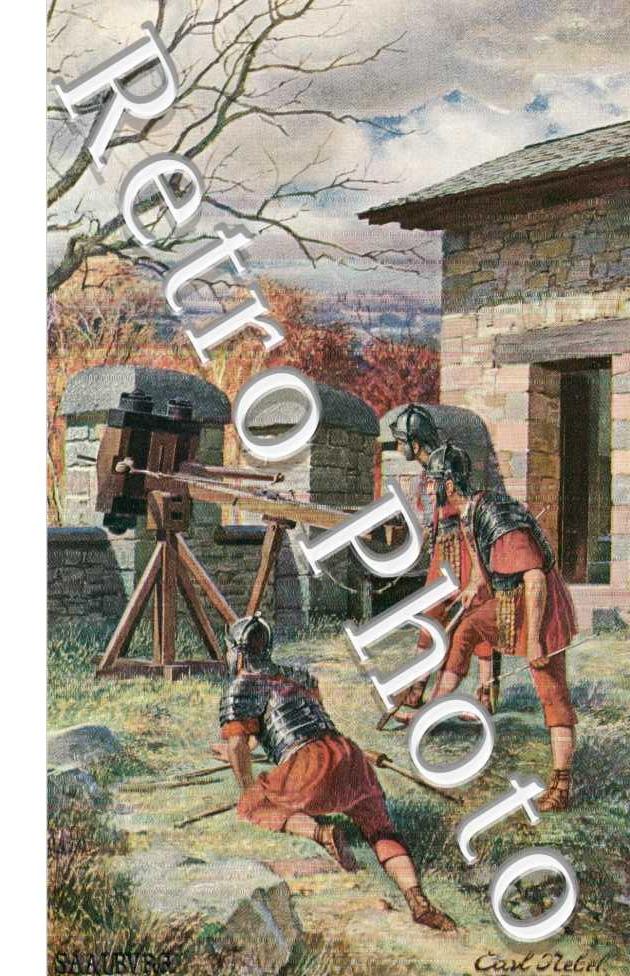Des soldats et une catapulte
