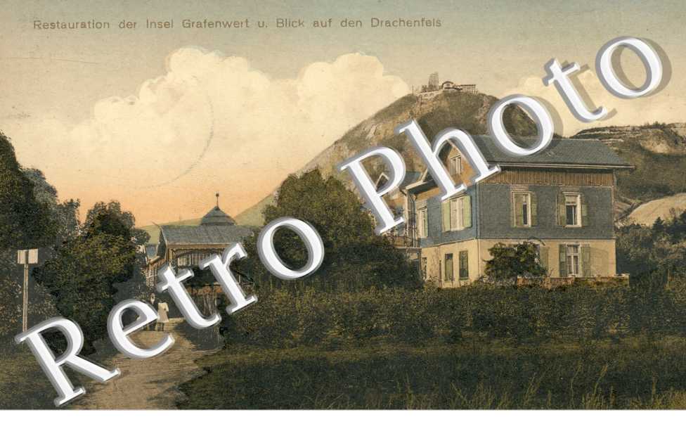 restauration der Insel Grafenwert u. blick auf den Drackenfels
