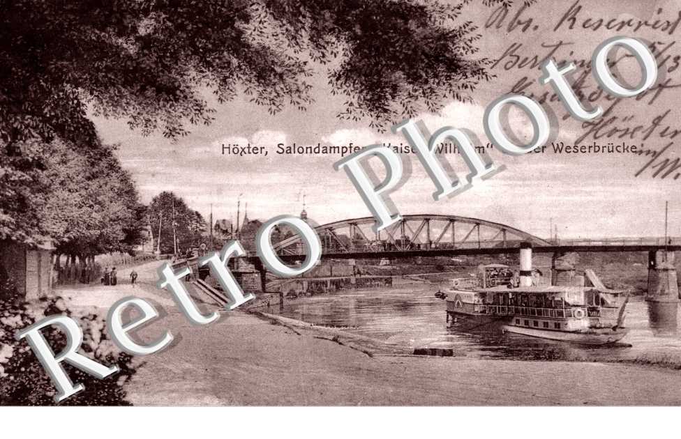Hoxter, Salondampfer, "Kaiser Wilhelm" an der Weserbrucke