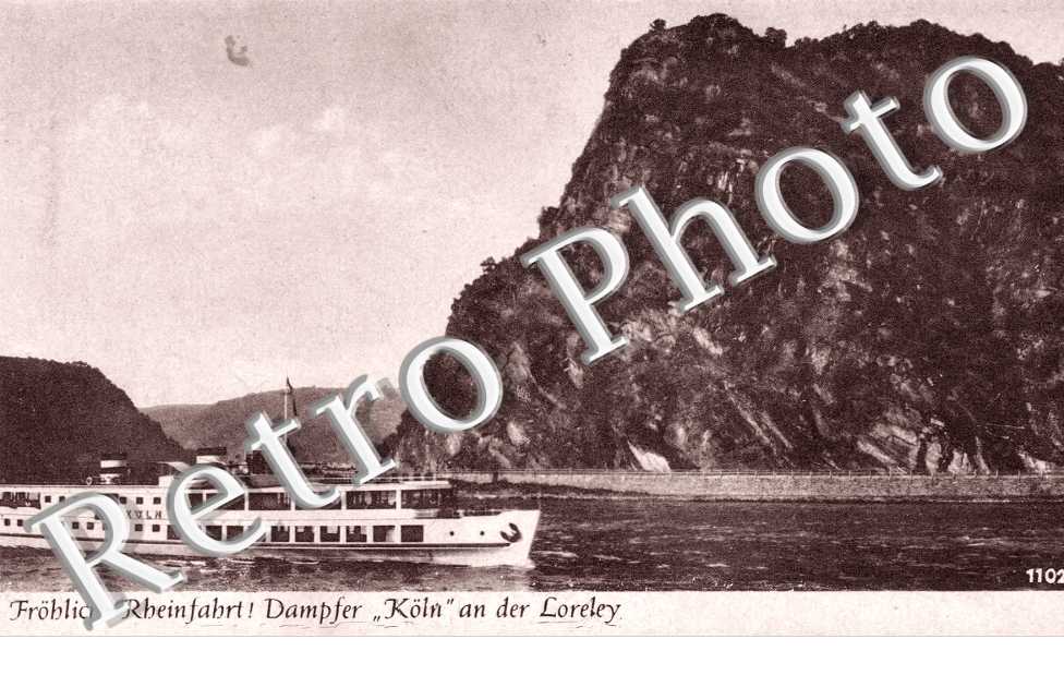 Frohliche Rheinfahrt! Dampfer "Koln" an der Loreley