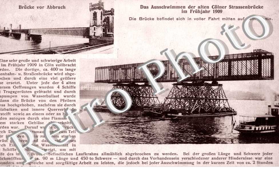 Das Ausschwimmen der alten Colner Strassenbrucke im Fruhjahr 1909, Brucke von Abbruch