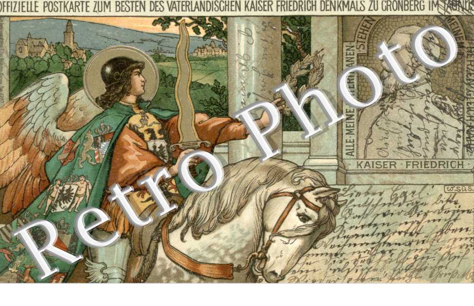 Offizielle Postkarte zum Besten des Vaterlandischen Kaiser Friedrich Denkmals zu Cronberg