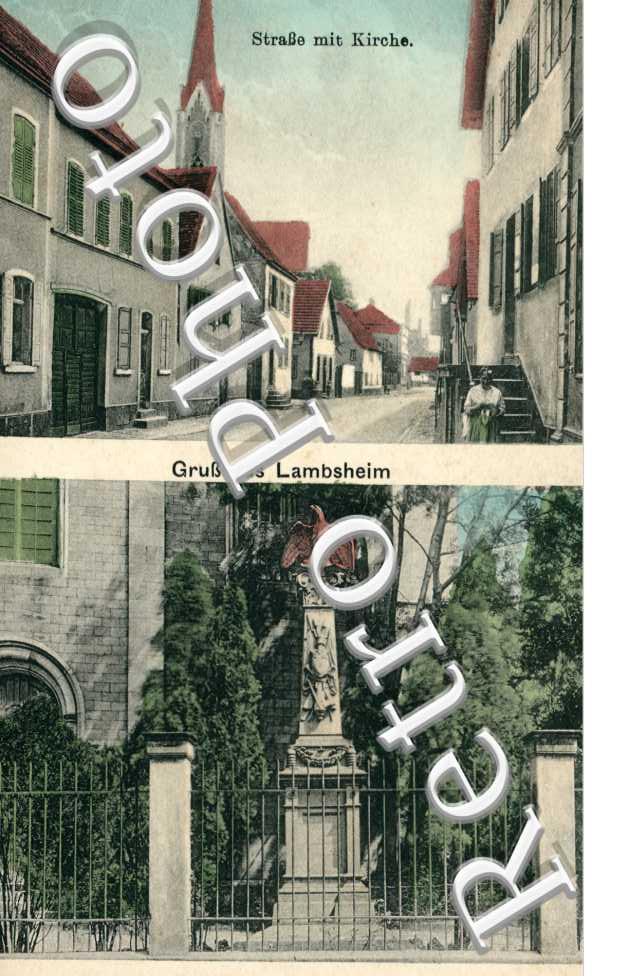 Strasse mit Kirche, Kriegerdenkmal