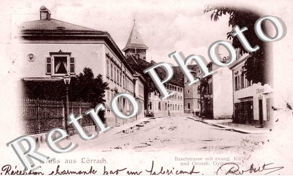 Baselstrasse mit evang. kirche und Grossh. gymnasium