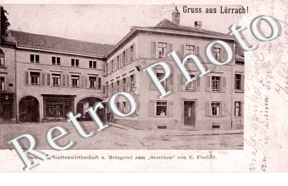 gasthaus, gartenwirthschaft u. metzgerei zum Storchen von E.Fischer
