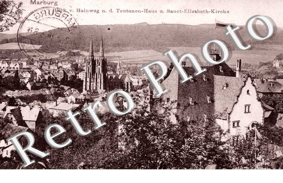 Blick v. Hainweg n.d. Teutonen-Haus u. Sanct-Elisabeth-Kirche