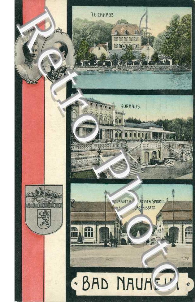 Teichhaus - Kurhaus - Neubauten mit grossen Spudel u. blick auf Johannisberg