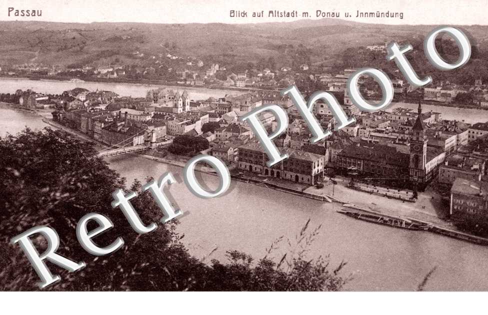 blick auf Altstadt m. Donau u. Innmundung
