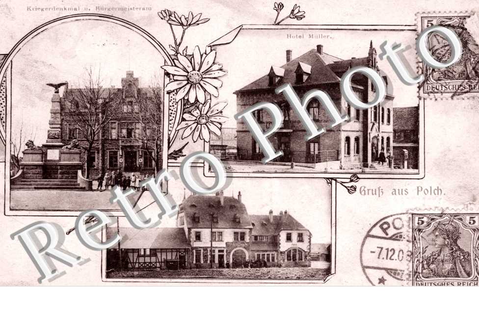 Bahnhof, Hotel Muller, Kriegerdenkmal u. Burgermeisteram