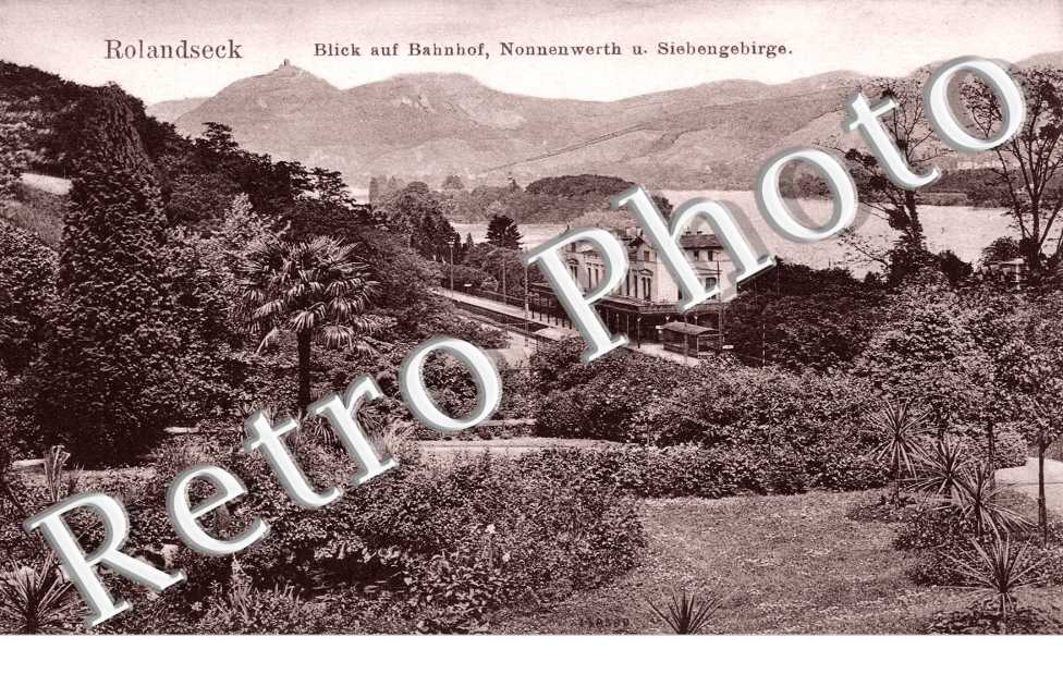 Rolandseck - Blick auf Bahnhof, Nonnenwerth u. Siebengebirge