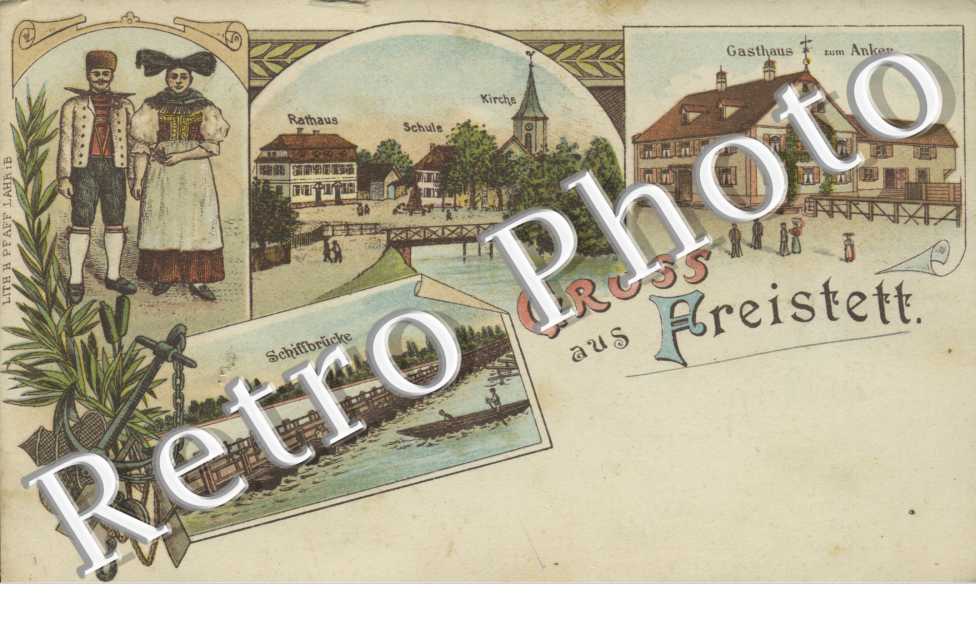 gasthaus zum Anker, Freistett, schule, rathaus, kirche, schiffbrucke