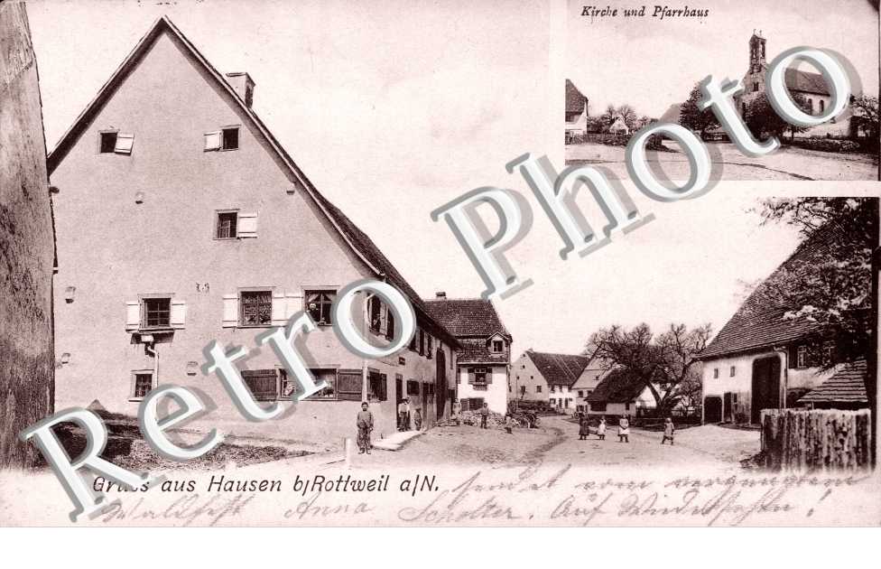 Gruss aus Hausen, Kirche und Pfarrhaus