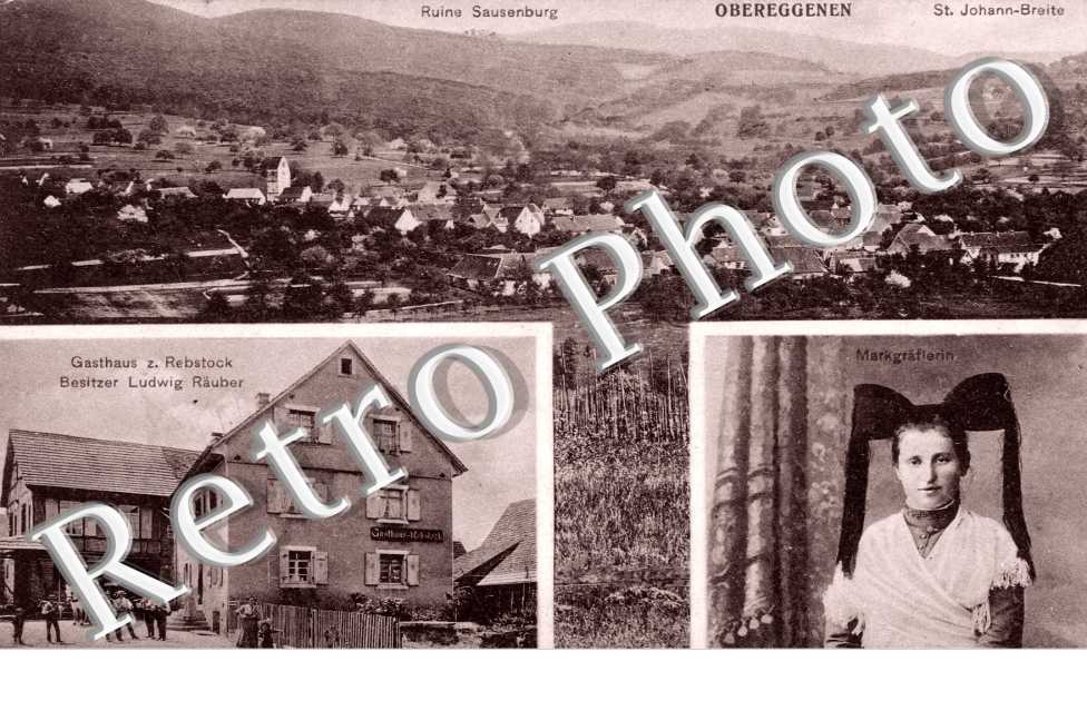 Obereggenen - Ruine Sausenburg - St. Johann-Breit  - Gasthaus z. Rebstock Besitzer Ludwig Rauber - Markgraflerin