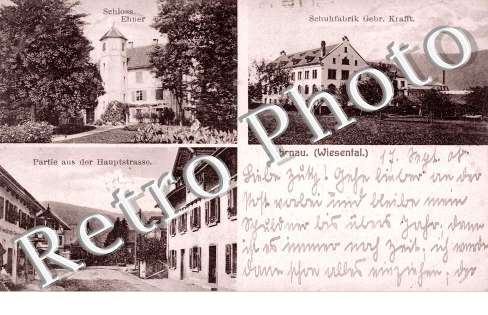 schloss Ehner, partie aus der Hauptstrasse, schuhfabrik Gebr.Krafft