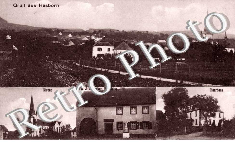 Gruss aus Hasborn, Kirche, Pfarrhaus