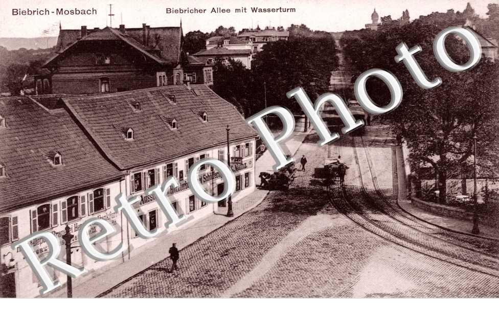 Biebricher Allee mit Wasserturm
