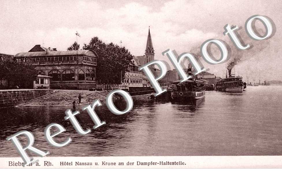 Biebrich am Rhein  - Hotel nassau u. Krone an der dampfer-Haltestelle