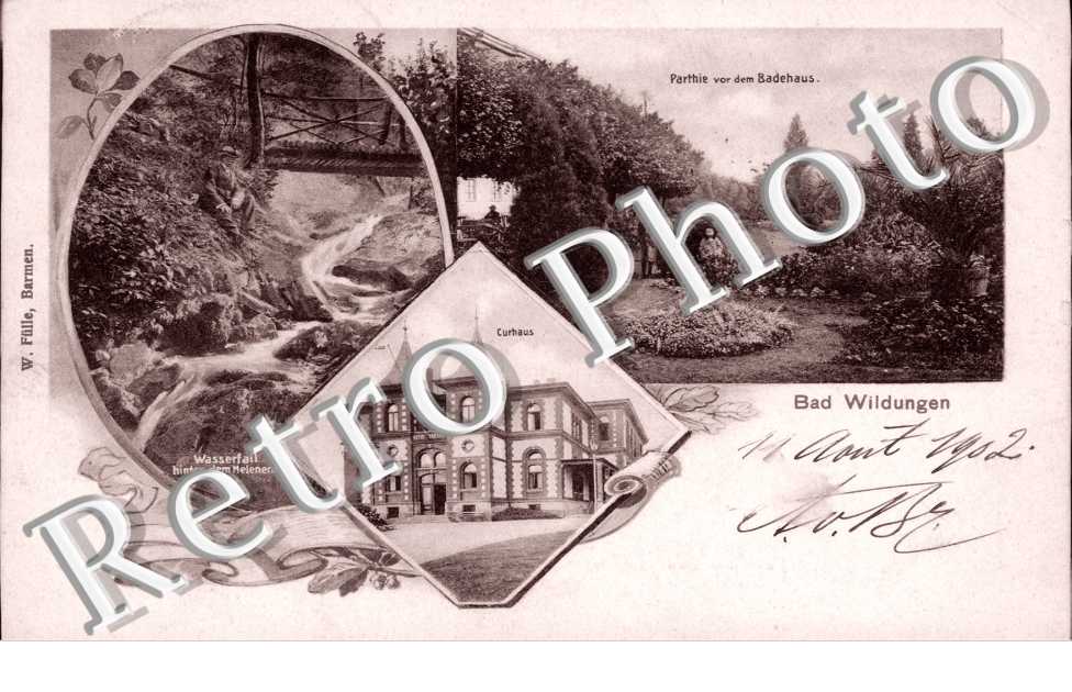 parthie vor dem badehaus, curhaus, wasserfall