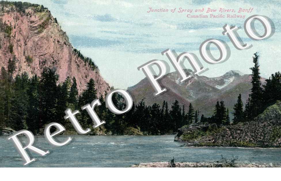 junction of Spray and bow rivers, canadian pacific railway