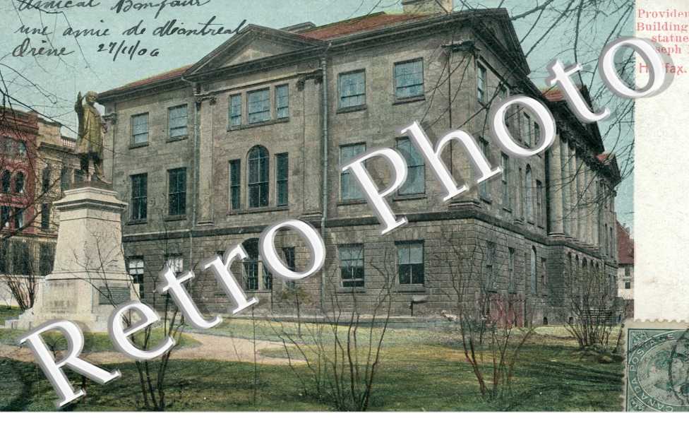 Providential Building with statue of Joseph Howe